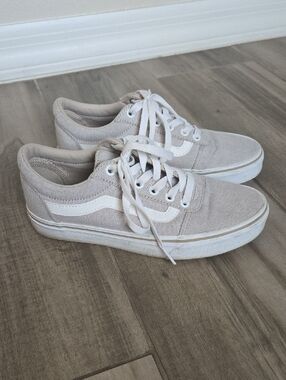 Vans Canvas Skate Sneakers in Light Beige with White Accent